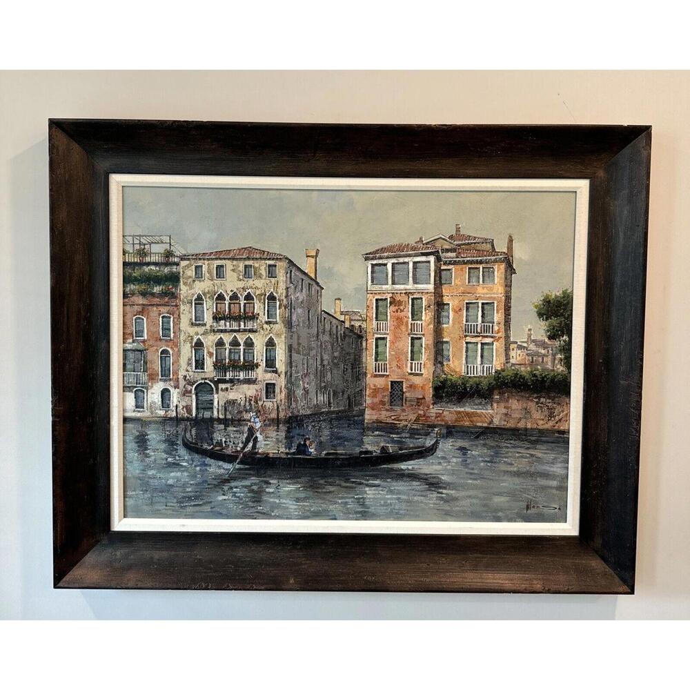 Enrique Alonso Painting Fine Art Oil on Canvas Signed With Solid Wood Framed